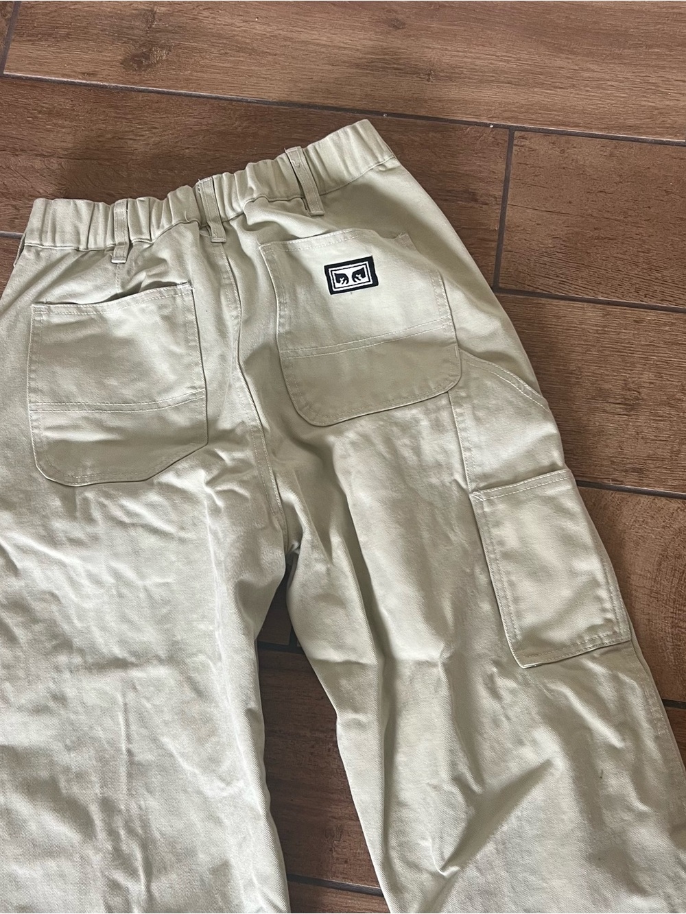 Obey Women’s Size 24 Sage Green Cargo Skate Pants Elastic Waist Streetwear